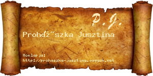 Prohászka Jusztina névjegykártya